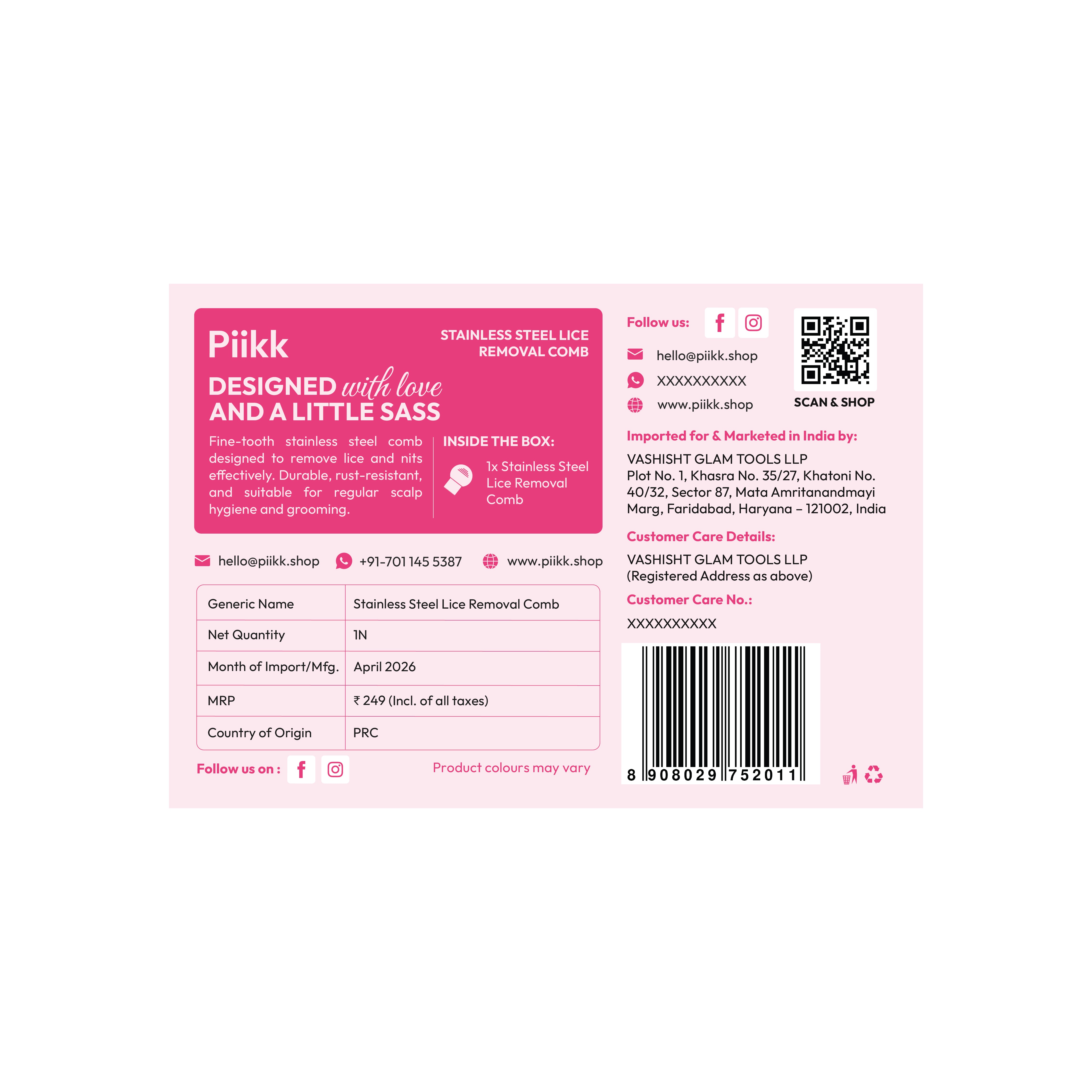 Lice Comb With Handle