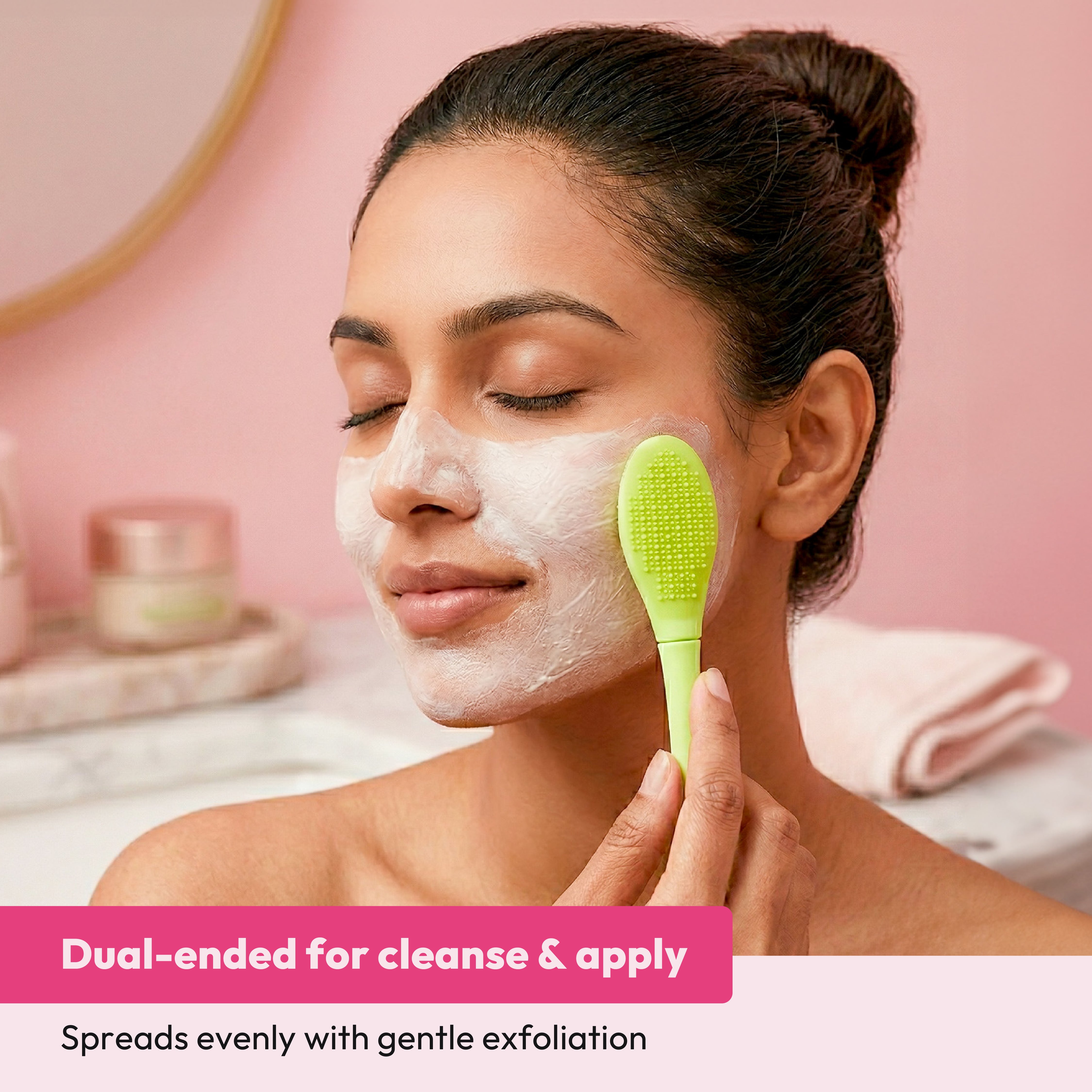 2-in-1 Silicone Facial Cleansing Brush & Mask Applicator Stick