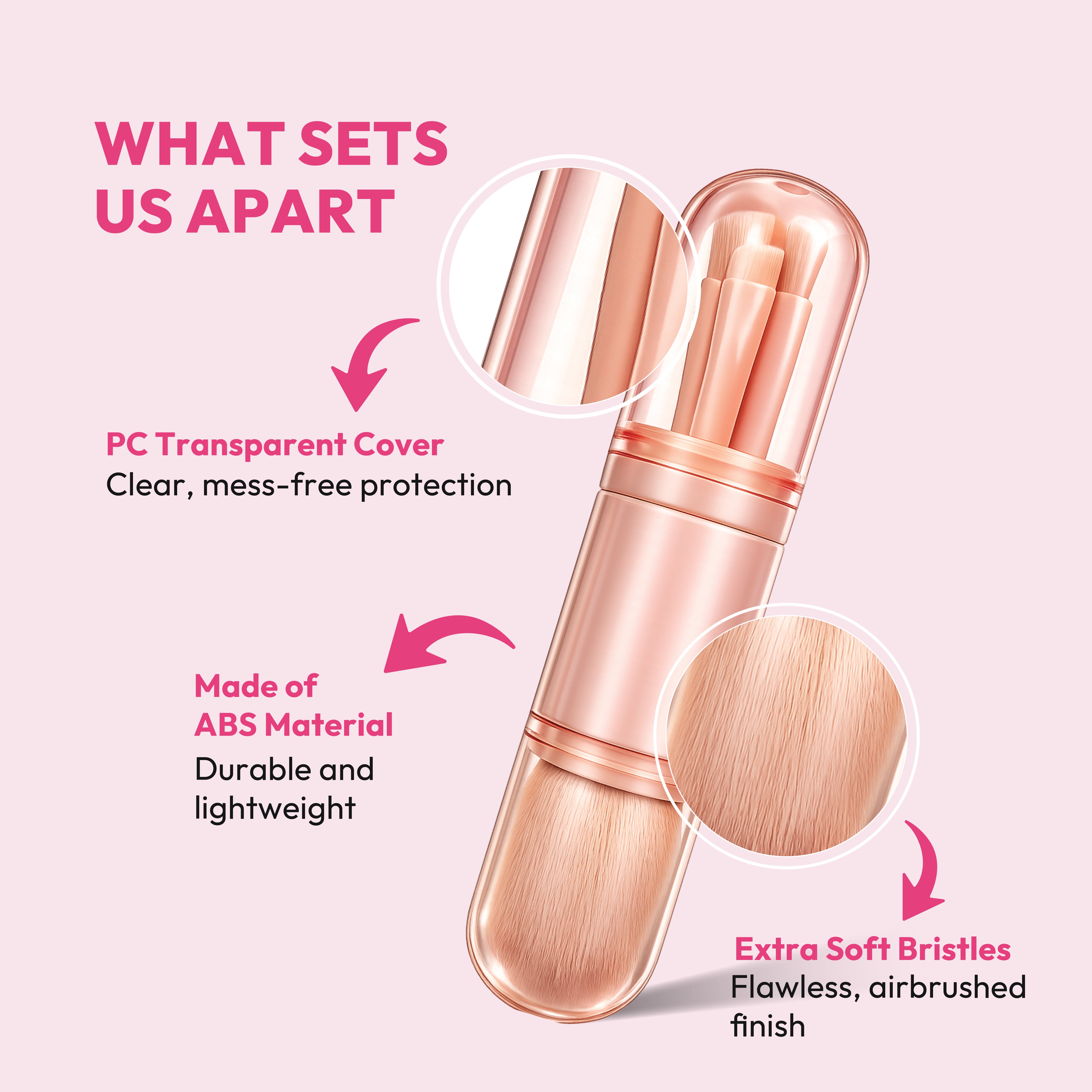 4 in 1 Travel Makeup Brush Set